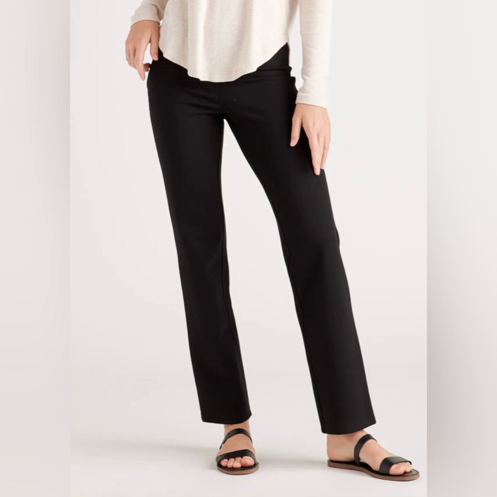 Quince Ultra-Stretch Ponte Straight Leg Pant Black Large